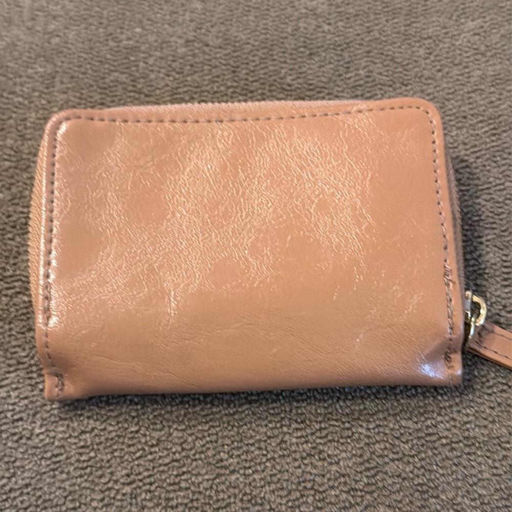 unbranded brown faux leather zip Closure Coin Purse wallet (TD)